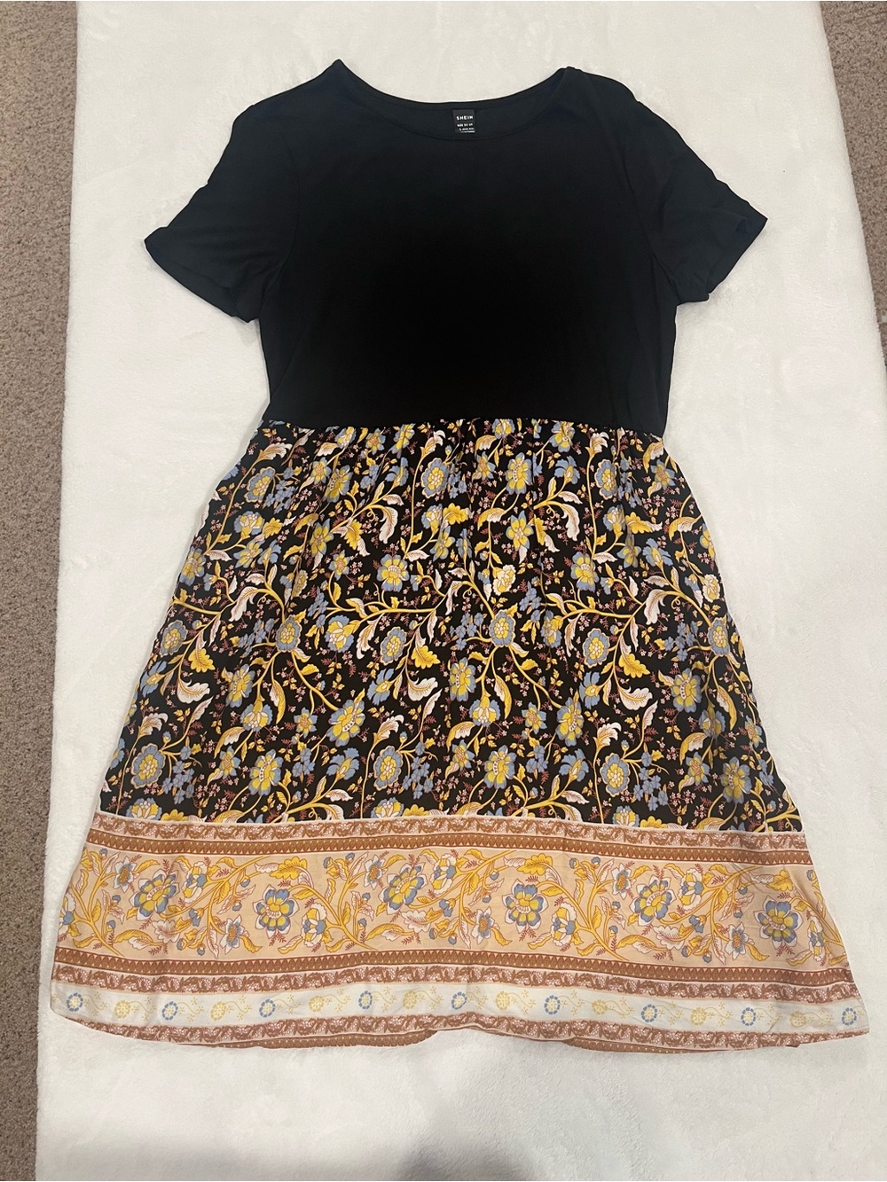 SHEIN VCAY Floral Mixed Media Dress - Size Large